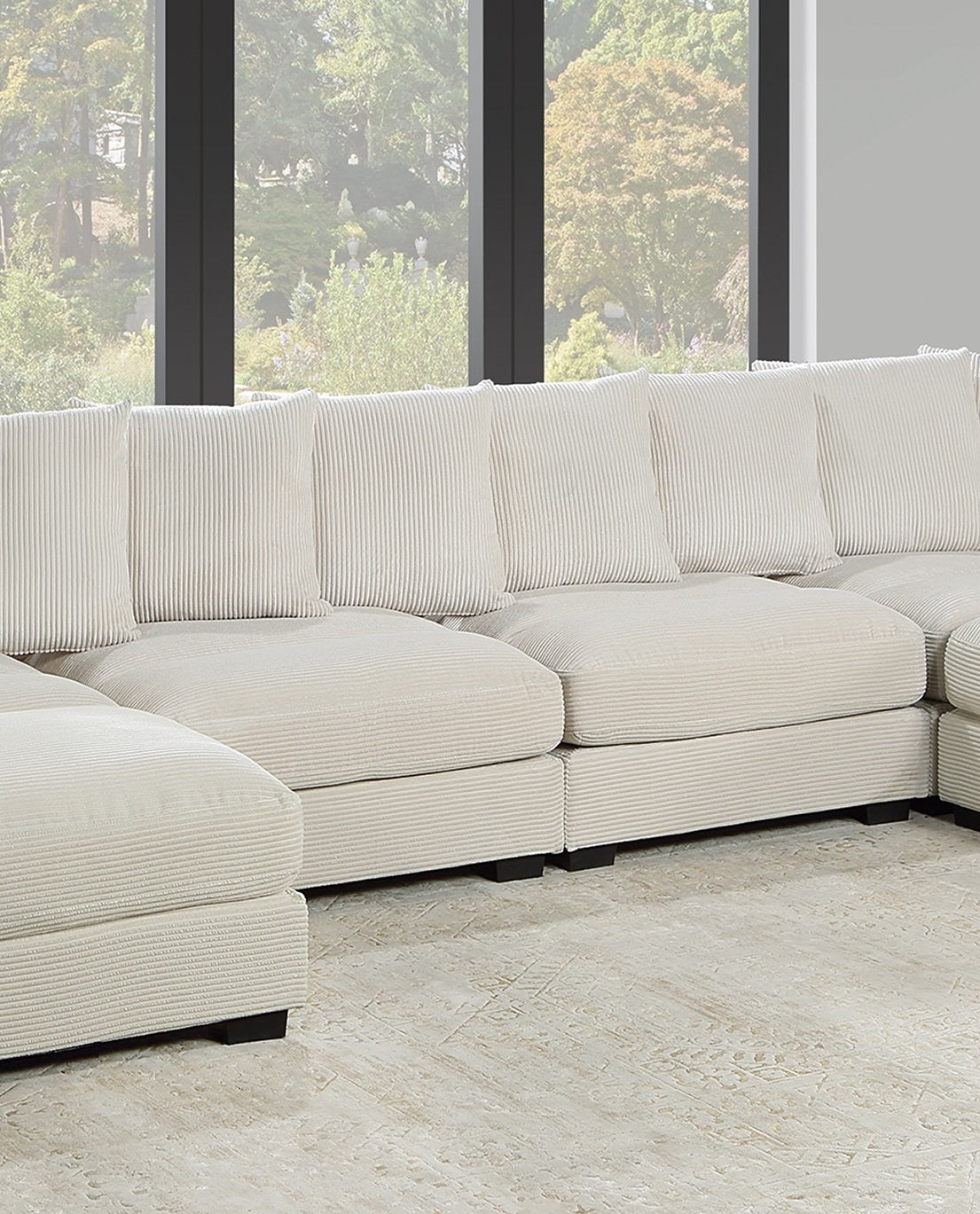 Living Room Furniture Armless Chair Beige Corduroy 1Pc Armless Chair Soft Cushion Wood Legs Beige Primary Living Space Contemporary,Modern Corduroy