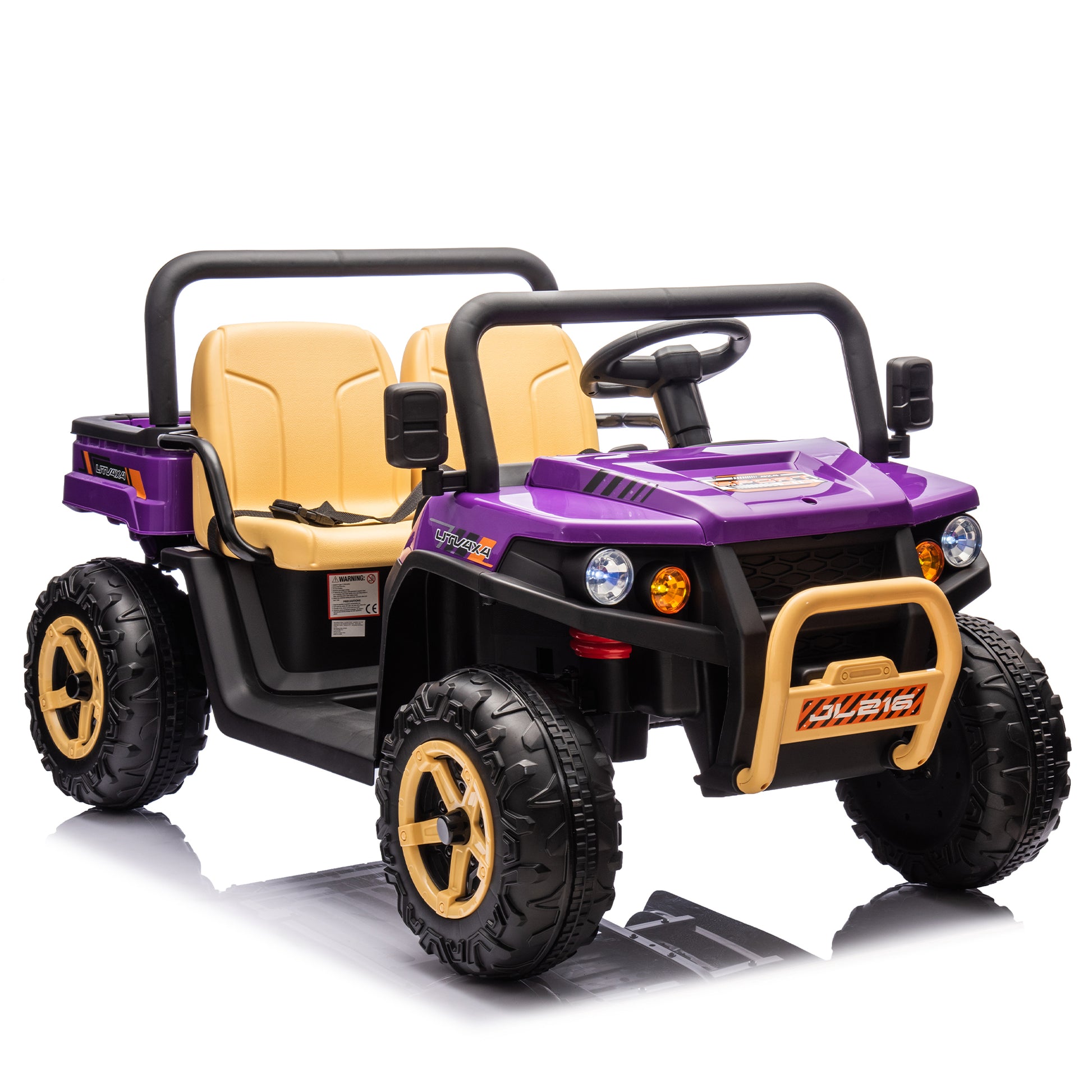 24V Xxxl Kids Ride On Utv W Parents Remote Control,Two Seater,Automatic Tipping Bucket,Rear Wheel Suspension,Slow Start,Portable Handle,Safety Belt,Led Light,Usb,Mp3,Bluetooth,Horn For Kids Aged 3 8. Purple 50 99 Lbs Polypropylene