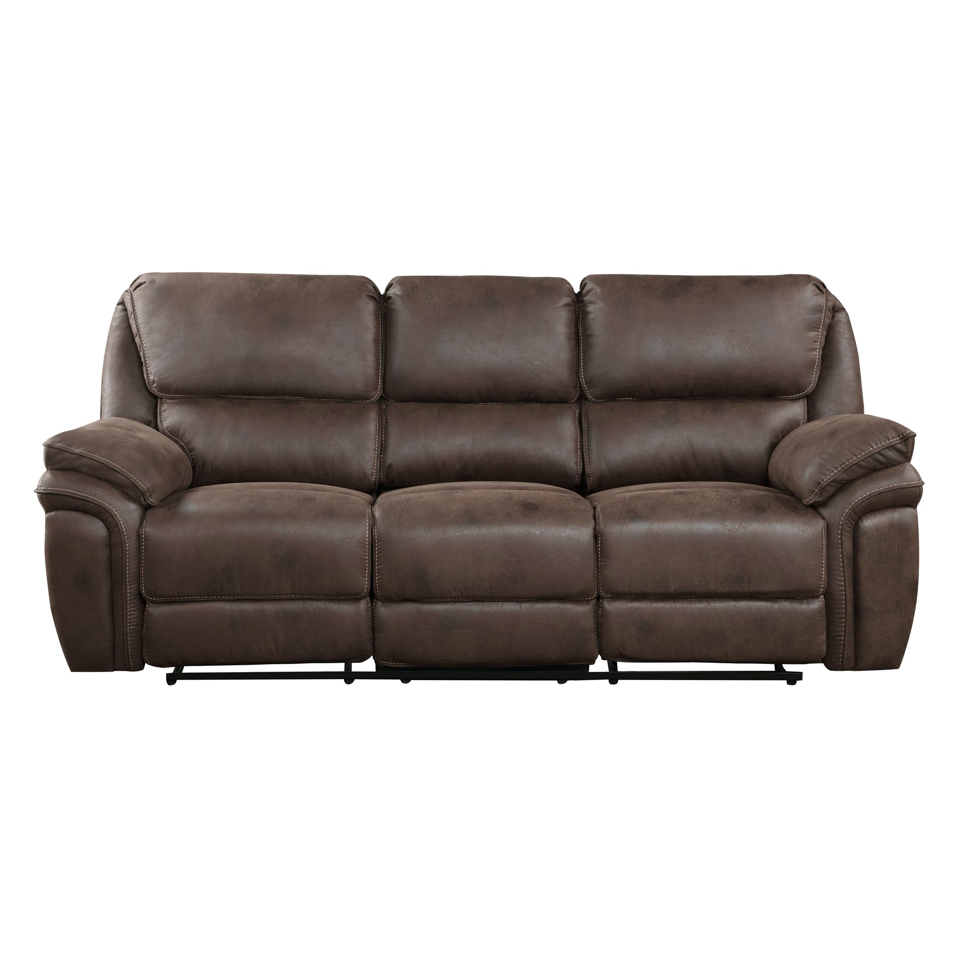 Plush Modern Living Room Sofa Set 2Pc Reclining Sofa And Loveseat Brown Microfiber Upholstery Solid Wood Frame Furniture Brown Microfiber Wood Primary Living Space Modern Plywood,Solid Wood 5 Seat