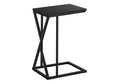 Accent Table, C Shaped, End, Side, Snack, Living Room, Bedroom, Black Laminate, Black Metal, Contemporary, Modern Black Mdf