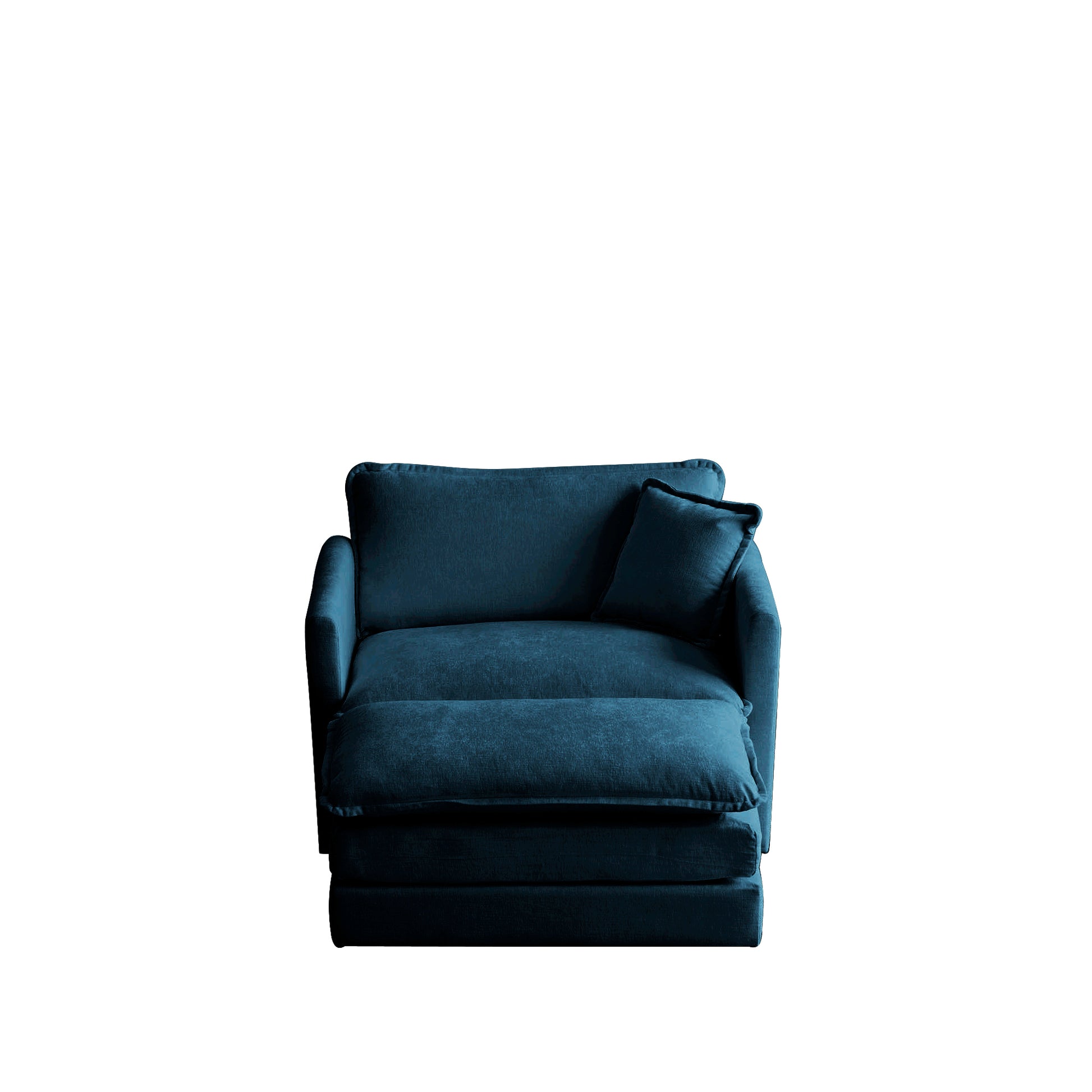 Modern Accent Chair With Ottoman, Living Room Club Chair Chenille Upholstered Armchairreading Chair For Bedroom, Blue Chenille Blue Chenille 1 Seat