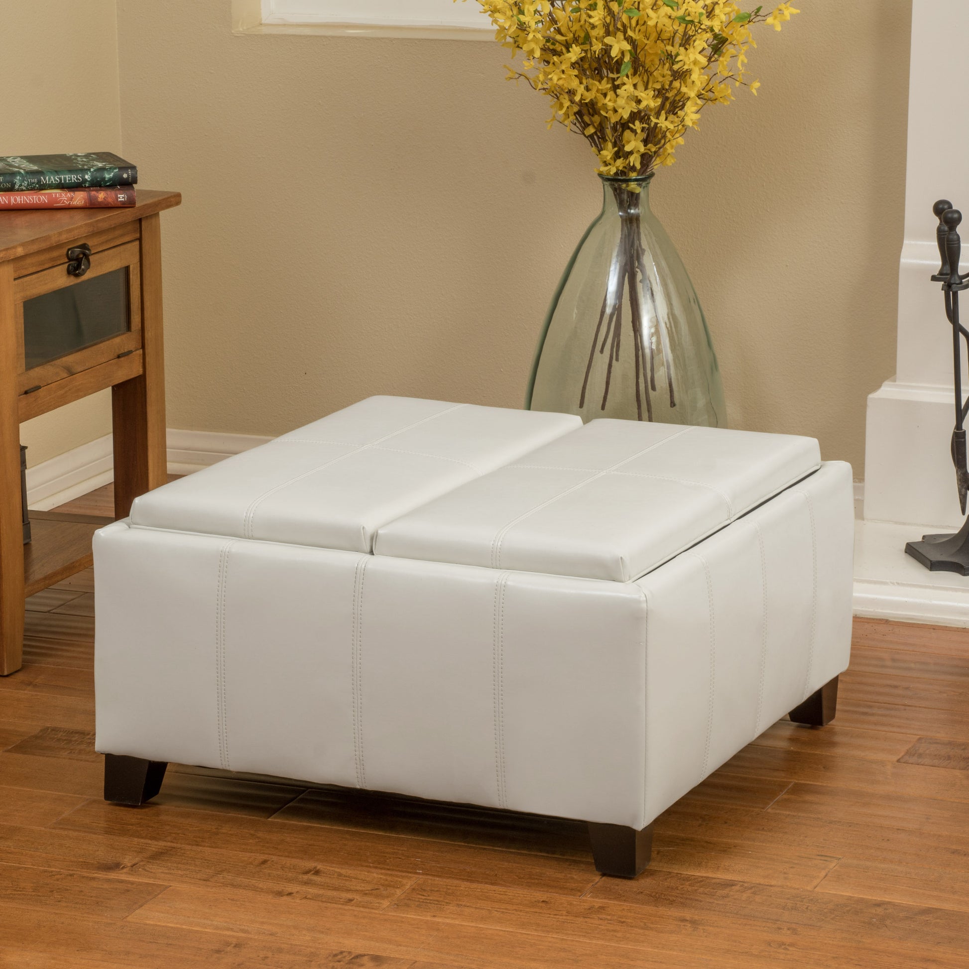 Mansfield Ottoman Ivory Pu