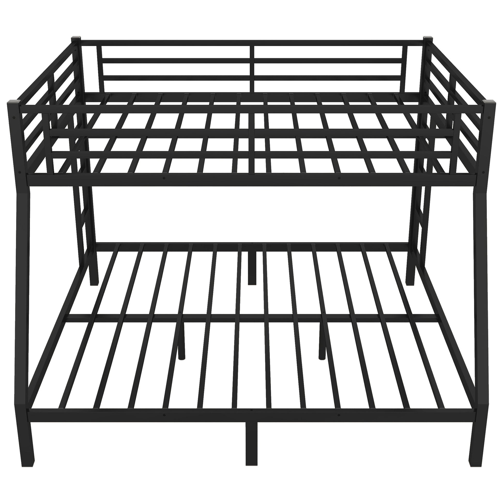 Metal Queen Over King Bunk Bed For Teens And Adults,Space Saving Noise Reduced No Box Spring Needed, Black Black Metal