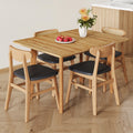 Wood Colored Mdf Desktop With Rubber Wooden Legs, Foldable Computer Desk, Foldable Office Desk, Solid Wood Dining Chair With Small Curved Back And Pu Cushion, Zd 1545 Dx 2361 Wood Seats 4 Wood