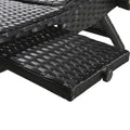 K&K 80'' Outdoor Wicker Chaise Lounge Chairs Set Of 2, Patio Rattan Reclining Chair Pull Out Side Table Adjustable Backrest Ergonomic Wave Design Pool Sunbathing Recliners, Black No Lounge Black