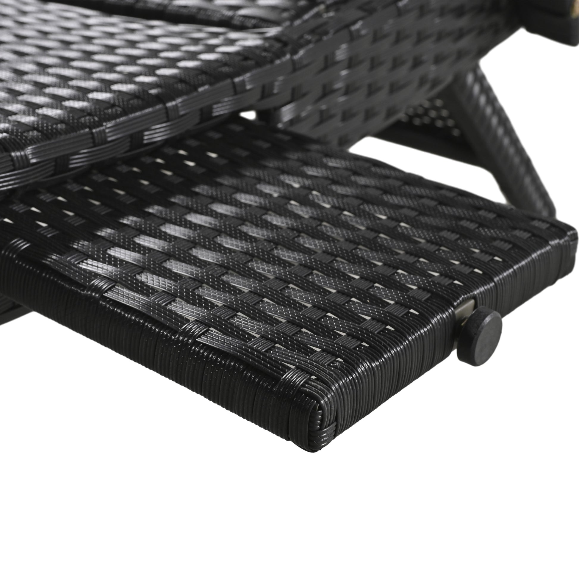 K&K 80'' Outdoor Wicker Chaise Lounge Chairs Set Of 2, Patio Rattan Reclining Chair Pull Out Side Table Adjustable Backrest Ergonomic Wave Design Pool Sunbathing Recliners, Black No Lounge Black