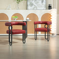 Coolmore Contemporary Designed Pu Fabric Upholstered Accent Dining Chair Barrel Side Chairs Kitchen Armchair For Living Room Set Of 2 Wine Red Pu Wine Red Foam Pu Leather
