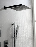 Wall Mounted Shower System In Matte Black With Shower Head, Handheld Shower, 3 Body Jets Matte Black Brass Brass