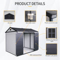 8 X 6 Ft Resin Outdoor Storage Shed Waterproof Shed With Floor & Two Windows & Lockable Door, Tool Shed For Garden, Patio, Backyard,Grey White Grey White Polypropylene