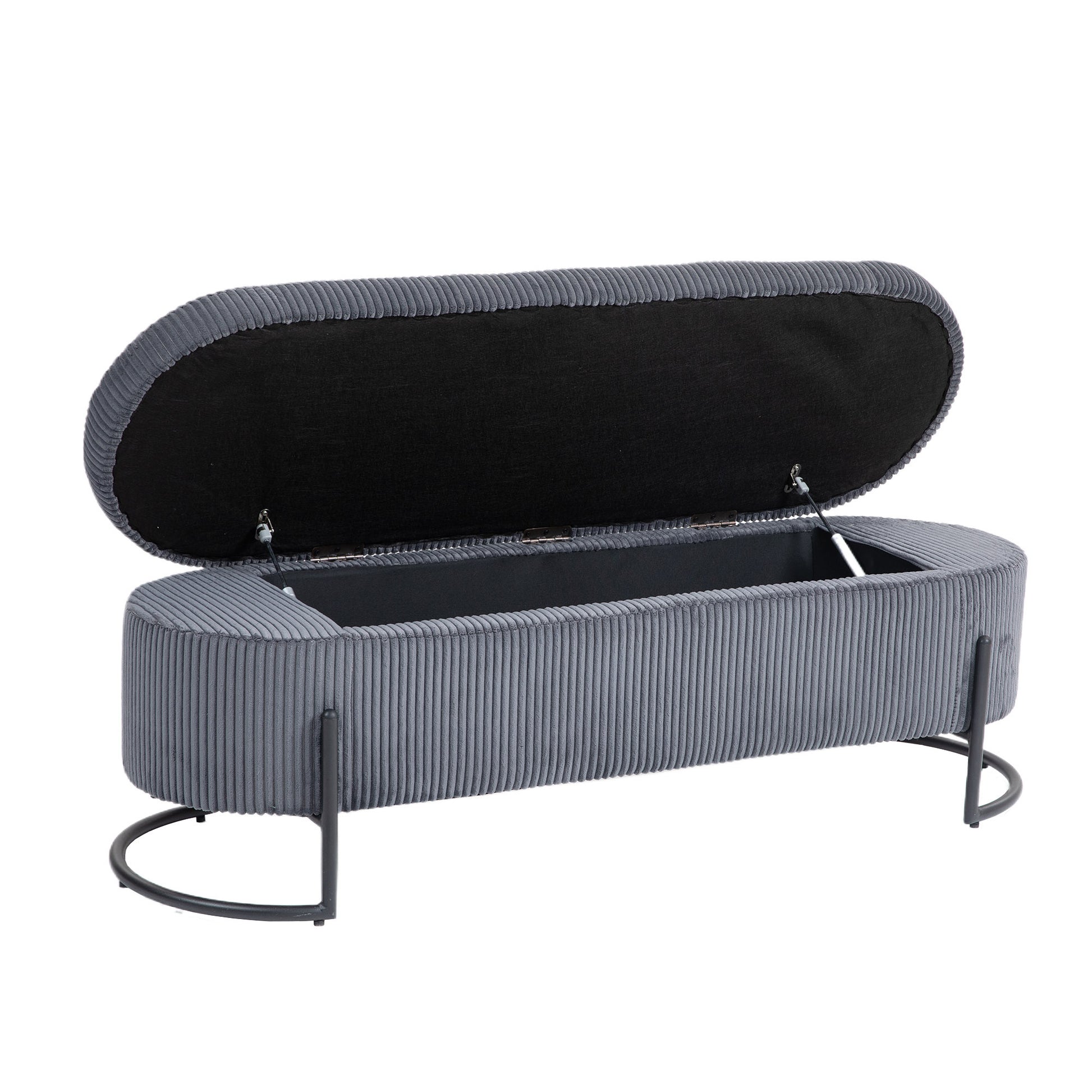 Coolmore Storage Ottoman,Bedroom End Bench,Upholstered Fabric Storage Ottoman With Safety Hinge, Entryway Padded Footstool, Ottoman Bench For Living Room & Bedroom Dark Gray Dark Gray Velvet