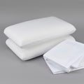 Cooling With Heiq Bedding Bundle Queen: Memory Foam Pillows, Sheet Set, Mattress Protector Queen White Cotton