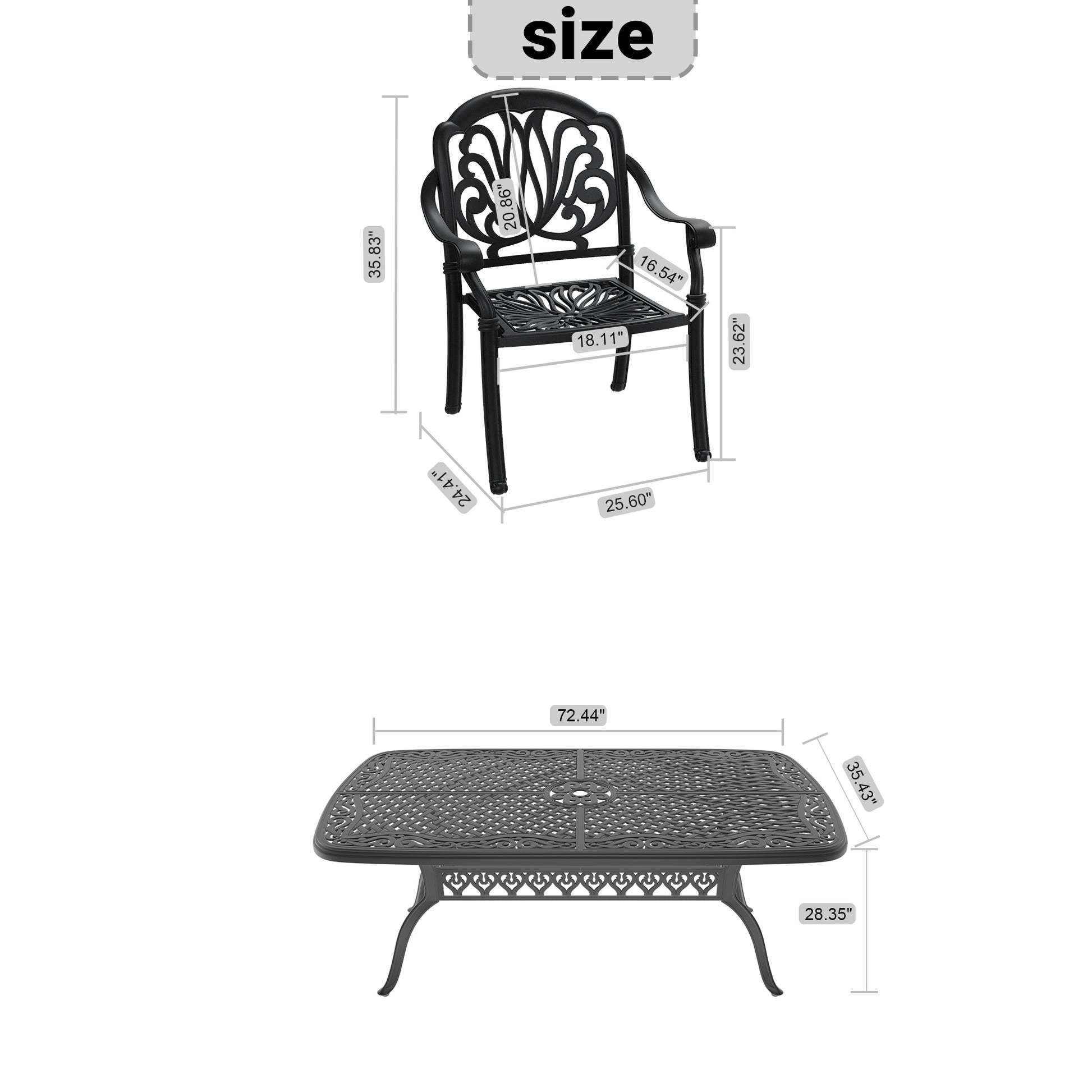 Cushions In Random Colors 5 Piece Set Of Cast Aluminum Patio Furniture With Cushions Yes Dining Set Black Seats 4 Rust Resistant Frame Water Resistant Cushion Garden & Outdoor Complete Patio Sets Aluminium