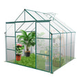 8X8 Ft Double Door Polycarbonate Greenhouse Raised Base And Anchor Aluminum Heavy Duty Walk In Greenhouses For Outdoor Backyard In All Season,Green Green Aluminium