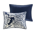 7 Piece Cotton Printed Comforter Set Indigo Cal King California King Indigo Polyester