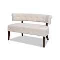 Jared Roll Arm Tufted Bench Settee, Sky Neutral Beige Polyester Beige Foam Polyester