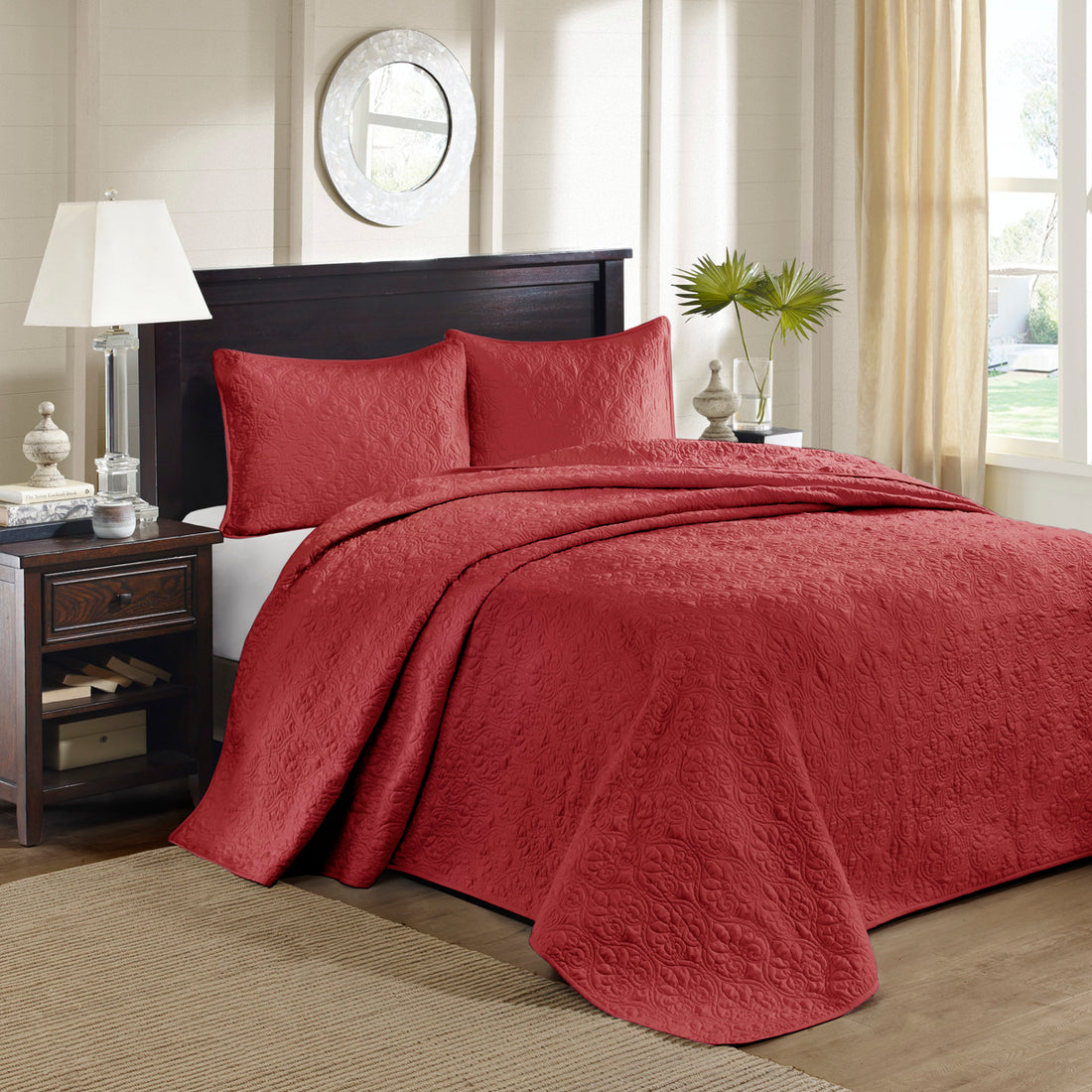 Reversible Bedspread Set Red Queen Red Cotton