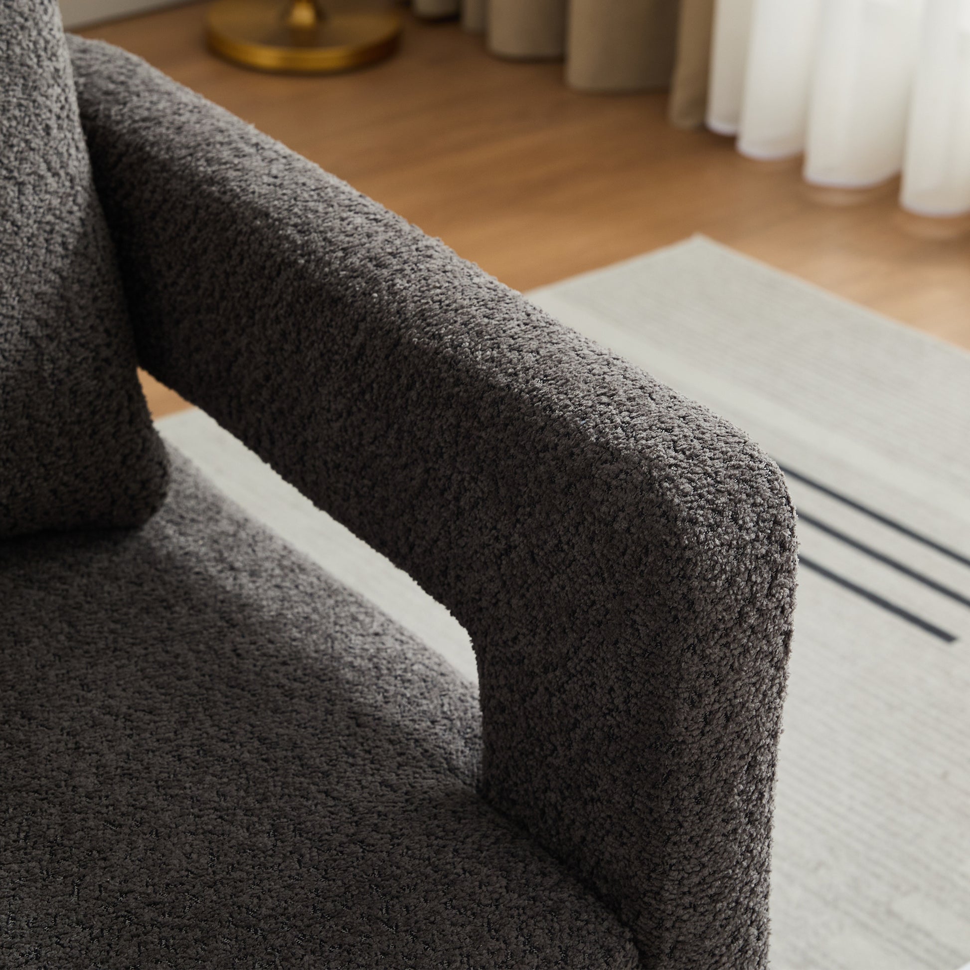 29.13" W Square Swivel Accent Chair, Modern Rotating Arm Chair With Open Back,360 Degree Rotation, Lounge Club Chair With Removable Back Cushion For Living Room, Hotel, Bed Room,Charcoal Charcoal