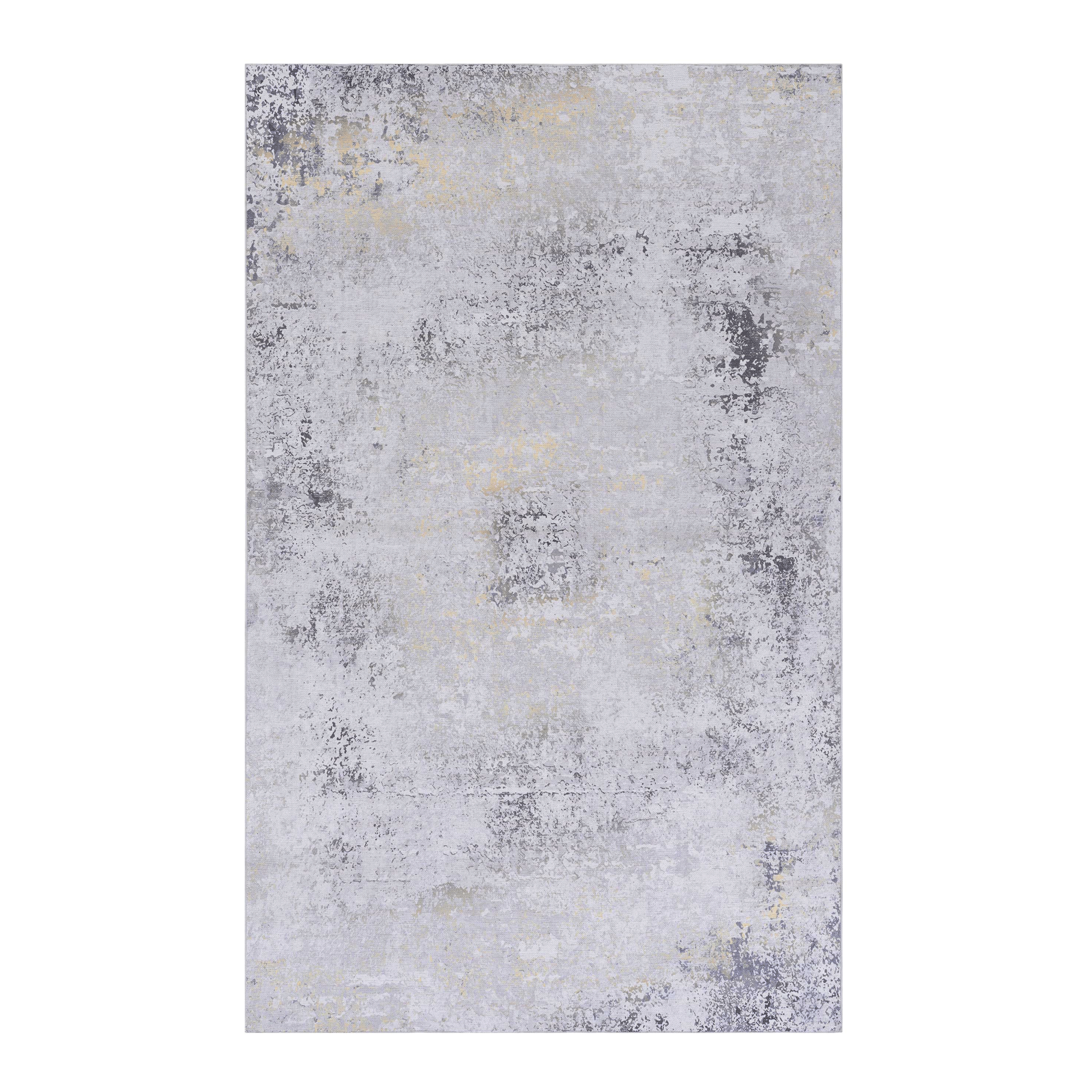 6X9 Area Rugs, Washable Rug, Low Pile, Non Slip, Non Shedding, Foldable, Kid & Pet Friendly Area Rugs For Living Room, Bedroom, Kitchen, Dining Room Rug Perfect Gifts, Gray Gold, 6' X 9' Gray Chenille Polyester