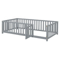 Twin Size Wood Daybed With Fence Guardrails And 2 Drawers, Split Into Independent Floor Bed & Daybed, Gray Old Sku :Lp000881Aae Twin Gray Solid Wood Mdf