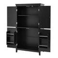 Elegant Bathroom Floor Storage Cabinet, Bathroom Storage Unit, Freestanding Cabinet With 4 Doors, Adjustable Shelves, Adaptable Shelves, Black Black Mdf