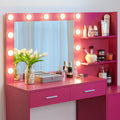 Vanity Desk With Mirror And Lights, 46.4In Dressing Table With 2 Large Drawer&Large Vertical Organizer, 3 Level Dresser & 3 Lighting Modes Adjustable Brightness, Suitable For Bedroom Rose Pink Rose Pink Particle Board