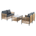 Comming Patio 4 Pieces Brown Pe Wicker Sofa Set With Grey Cushion Yes Complete Patio Set Black Brown Seats 4 Garden & Outdoor Modern Sofa Seating Groups Foam Steel