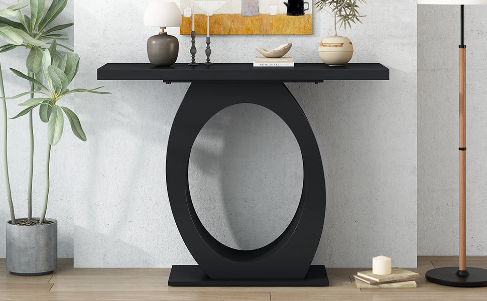 Mirod Stylish Modern Side Table With Egg Shaped Base,Enhanced Stability And Durability,Sleek Design For Home Decor,Perfect For Living Room Or Bedroom Black Mdf Acacia