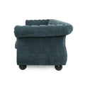 Mirod Comfy 3 Seat Sofa With Wooden Legs, For Living Room And Study Blue Fabric 3 Seat