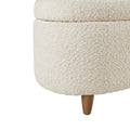 Boucle Flip Top Storage Bench Cream See Below Cream Wood