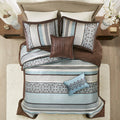 5 Piece Jacquard Quilt Set With Throw Pillows Blue Full Queen Full Blue Cotton