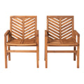 Modern 2 Piece Chevron Patio Chairs Brown Brown Acacia Wood