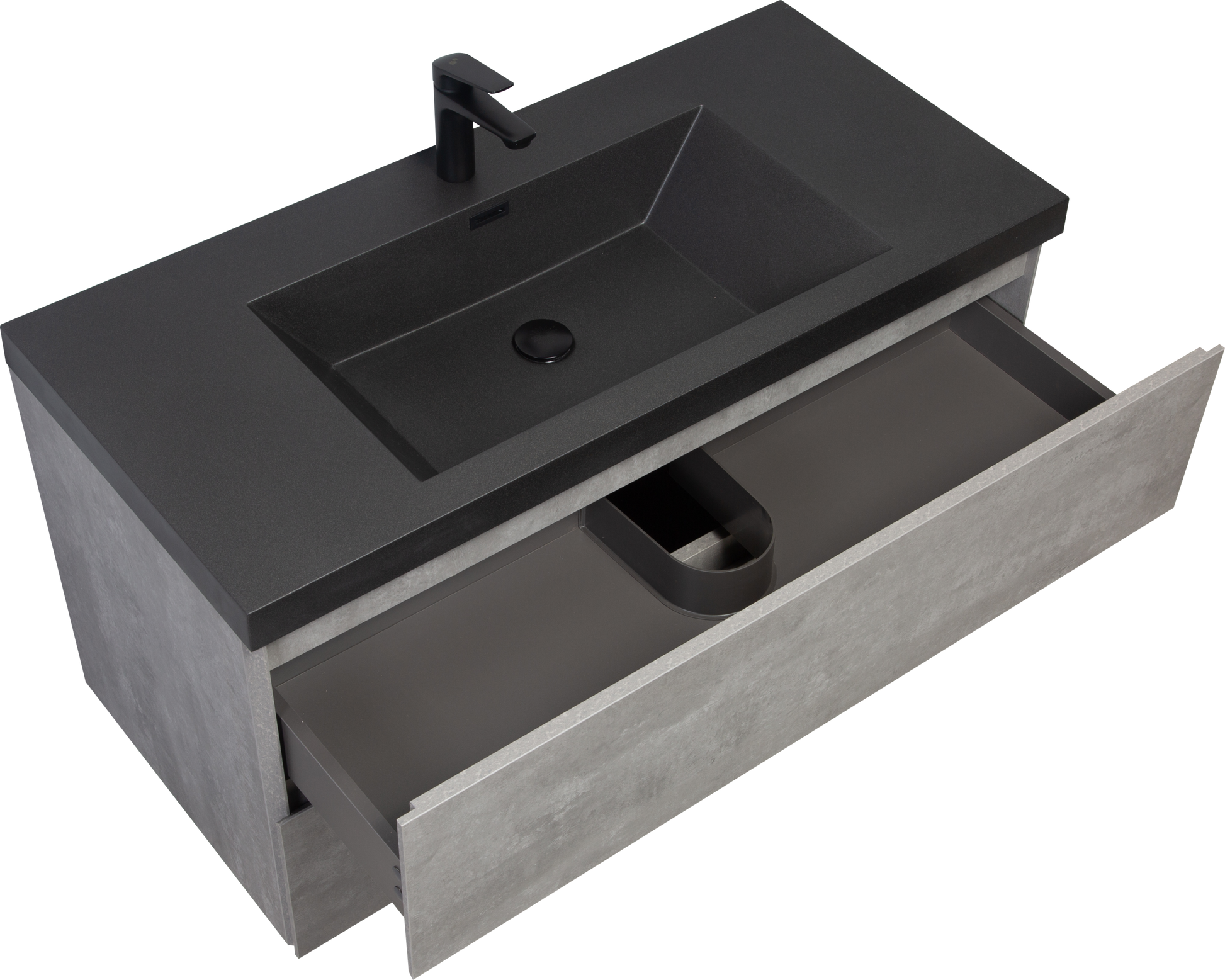 42" Bathroom Vanity Countertop Only, Single Hole Cabinet Top Matte Black, 24V12Pb42 Matte Black Quartz