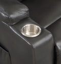 Evander Recliner W Power Lift, Gunmetal Leather Aire Lv02182 Black Leather