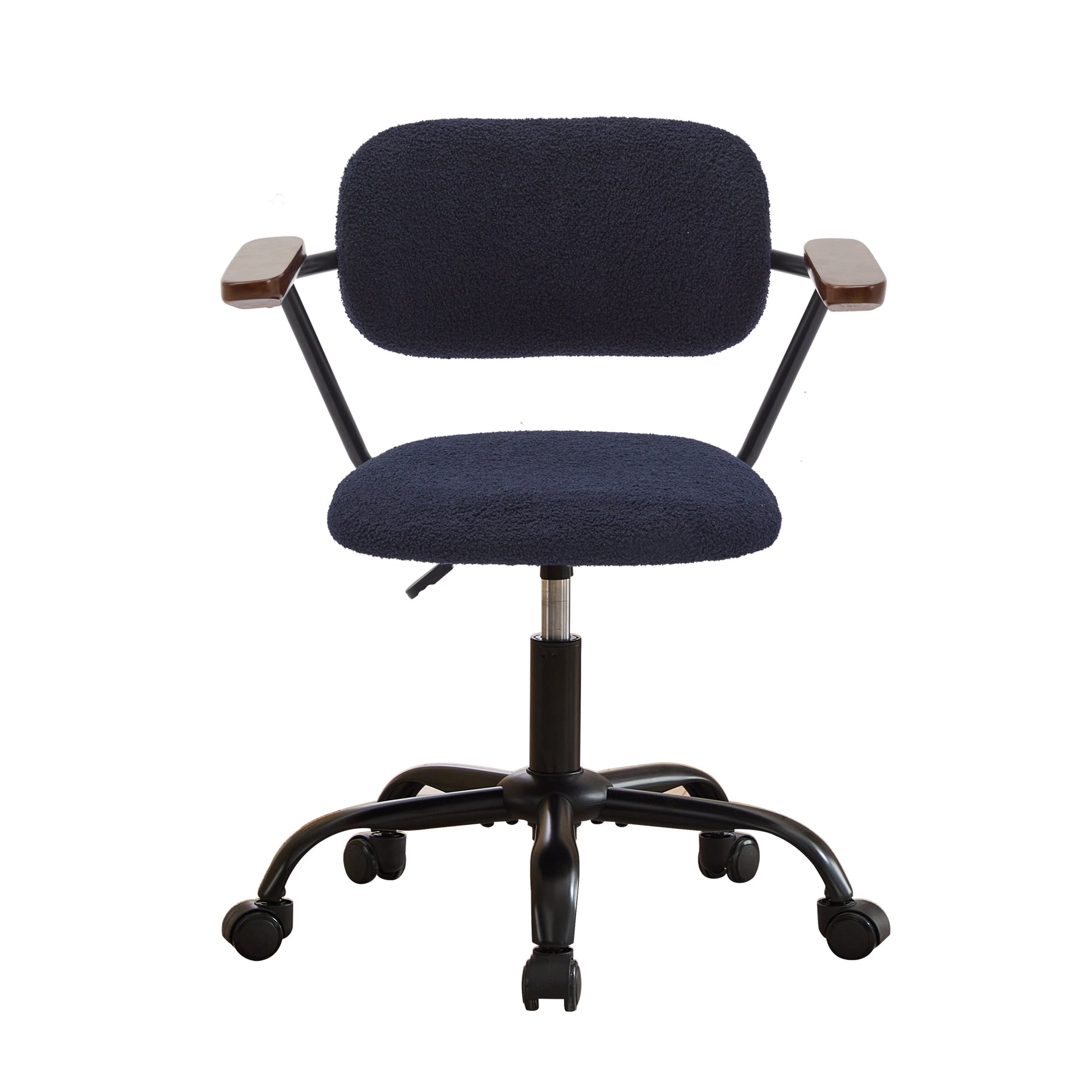 Sty Home Office Chair Ergonomic Desk Chair With Wheels Height Adjustable Desk Chair With Wooden Armrest For Home Office Teddy Fleece Blue 1Pc Blue Sherpa