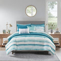 8 Piece Printed Seersucker Comforter And Quilt Set Collection Aqua King Cal King King Aqua Polyester
