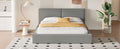 Queen Size Upholstered Platform Bed With Velvet Fabric, Grounded Bed With Solid Frame, Gray Queen Gray Velvet