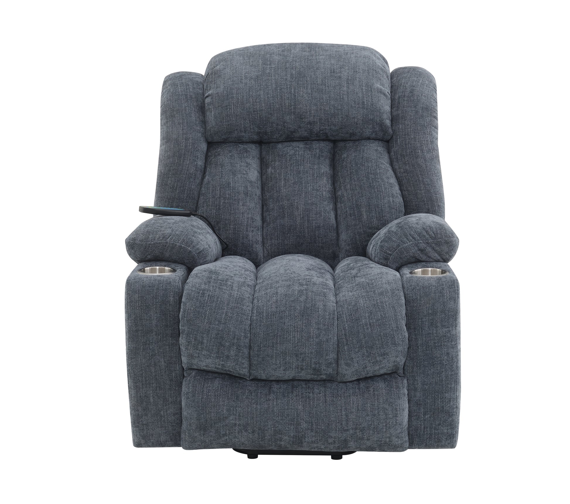 Blue Power Lift Recliner With Heating And Massage Blue Chenille Power Remote Metal Primary Living Space Tight Back Push Button Pillow Top Arms Chenille