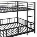 Full Over Full Size Metal Bunk Bed With Slide And Guardrails, Black Full Black Metal