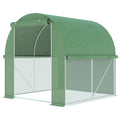 Outsunny 6' X 6' X 6' Tunnel Greenhouse Outdoor Walk In Hot House With Roll Up Plastic Cover And Zippered Door, Steel Frame, Green Green Steel