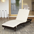 Outsunny Patio Chaise Lounge, Pool Chair With 5 Position Adjustable Backrest & Cushion, Outdoor Pe Rattan Wicker Sun Tanning Seat, 78.75