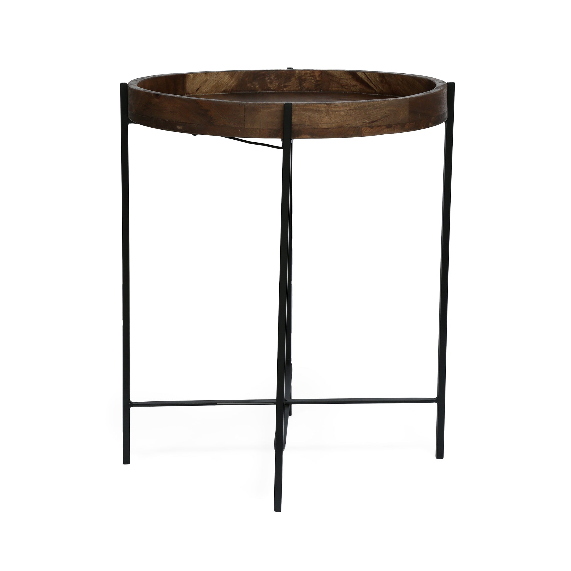 Round End Table Natural Wood