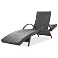 K&K 80'' Outdoor Wicker Chaise Lounge Chairs Set Of 2, Patio Rattan Reclining Chair Pull Out Side Table Adjustable Backrest Ergonomic Wave Design Pool Sunbathing Recliners, Dark Brown No Lounge Dark