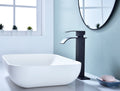 Waterfall Spout Bathroom Sink Single Handle Faucet With Pop Up Drain No Overflow Matte Black Stainless Steel