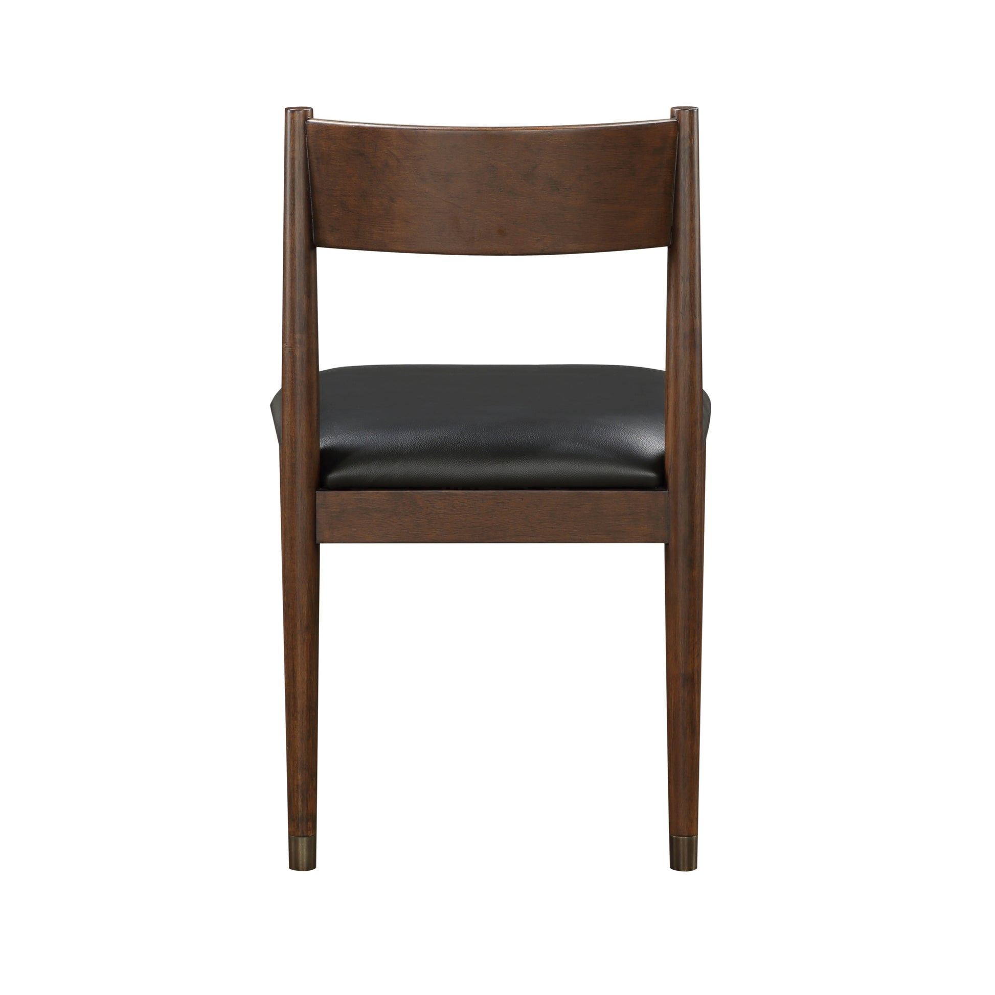 Black Leather Upholstered Side Chairs Set Of 2, Modern Contemporary Cherry Finish Wooden Furniture Dining Chairs Cherry Dining Room Contemporary,Modern,Transitional Wood