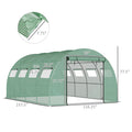 Outsunny 13' X 10' X 6.5' Walk In Tunnel Greenhouse With 2 Zippered Mesh Doors & 10 Mesh Windows, Upgraded Gardening Plant Hot House With Galvanized Steel Hoops, Green Green Plastic