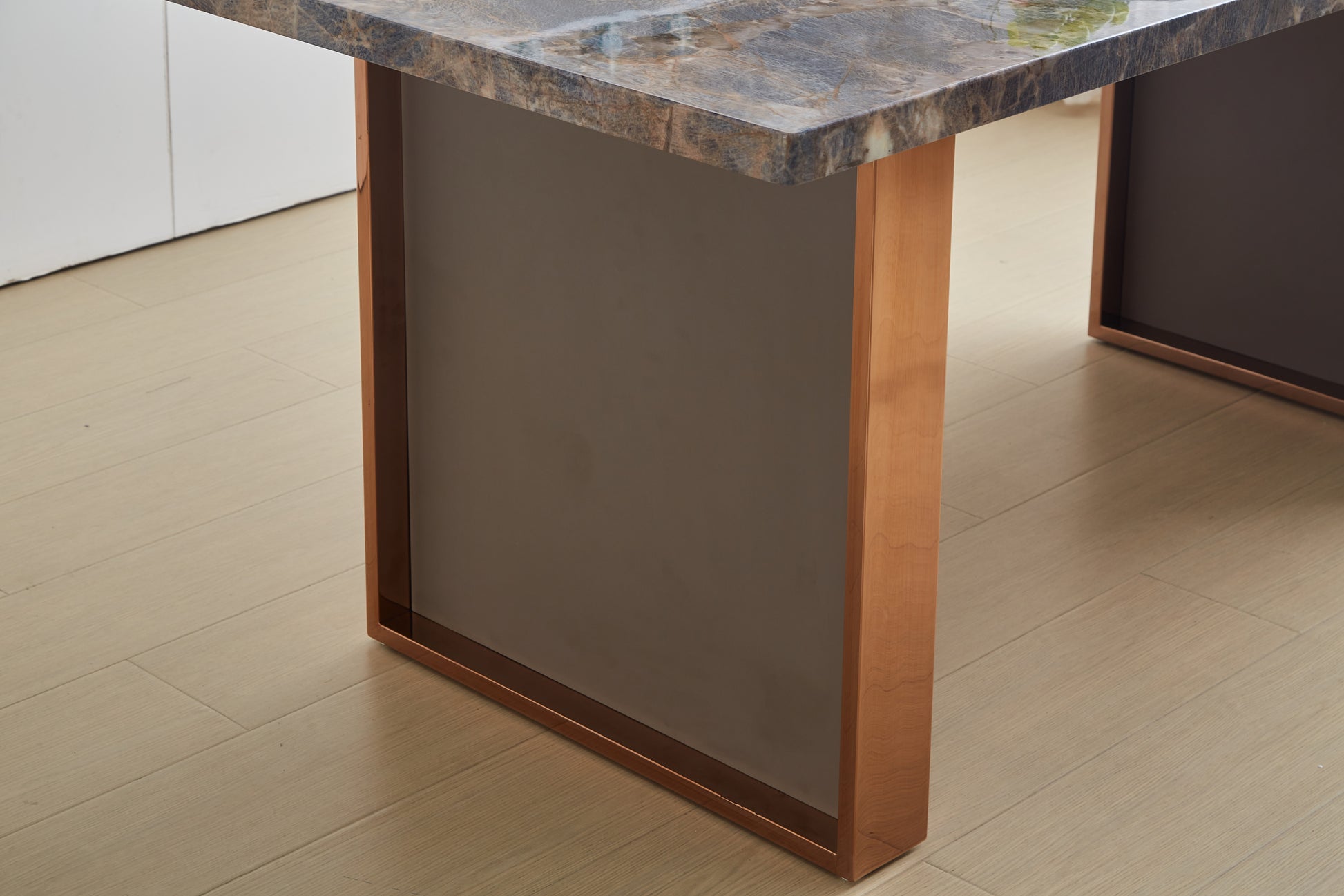 Faux Marble Mdf Dinning Table For 6 Or 8,Rectangular 70.8"L*35.4"W*29.8"H, Luxurious Rocky Stone Effect Top Stainless Steel Legs Modern, Durable, Easy To Assemble For Kitchen Living Room Meeting Brown Brown Grey Seats 6 Gray Ergonomic Desk And Hutch