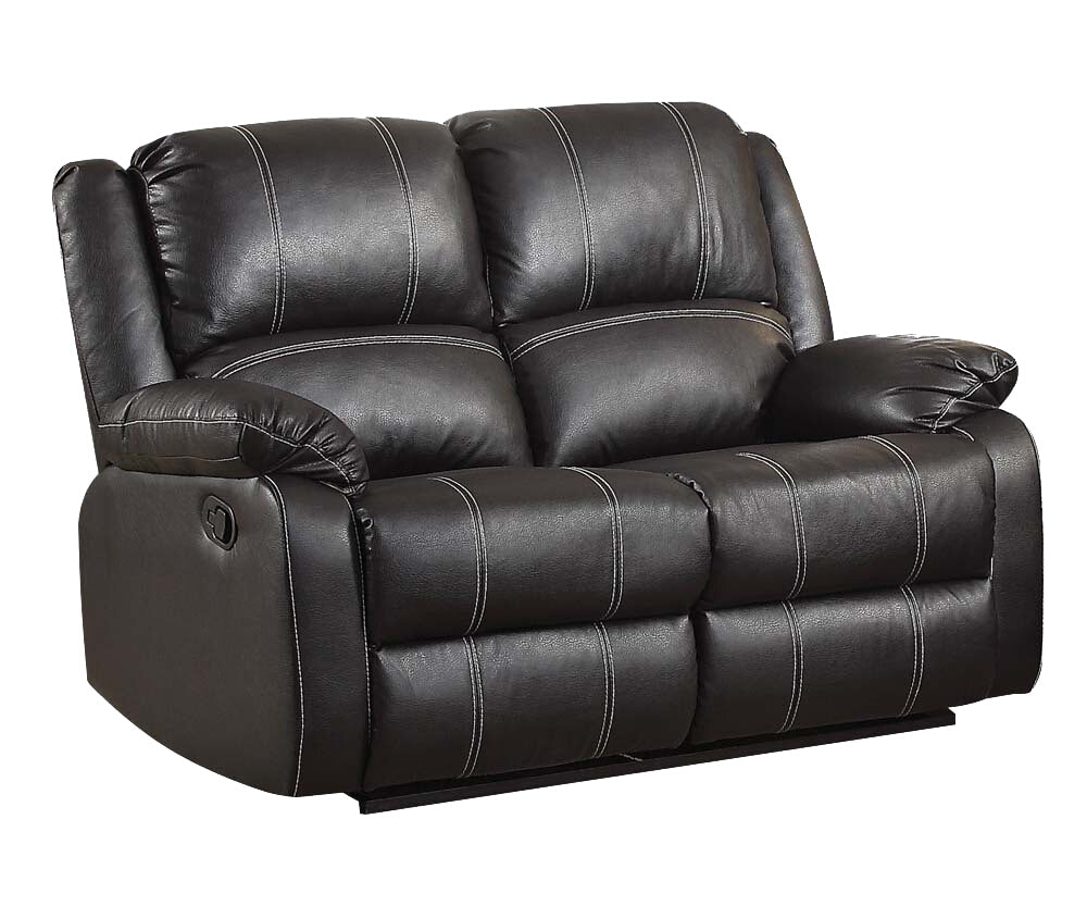 Zuriel Motion Loveseat, Black Synthetic Leather Lv52286 Black Upholstered