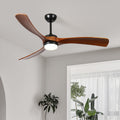 60 Inch 3 Blade Solid Wood Ceiling Fan Light Walnut American Design Solid Wood