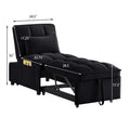 4 In1 Multi Function Single Sofa Bed With Storage Pockets,Tufted Single Pull Out Sofa Bed With Adjustable Backrest And Pillows ,Convertible Chaise Lounge,Black Black Velvet Metal Primary Living Space Medium Soft American Design Armless Foam Velvet 1 Seat