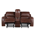 Keily Manual Reclining Glider Loveseat Dark Brown Dark Brown Faux Leather 2 Seat